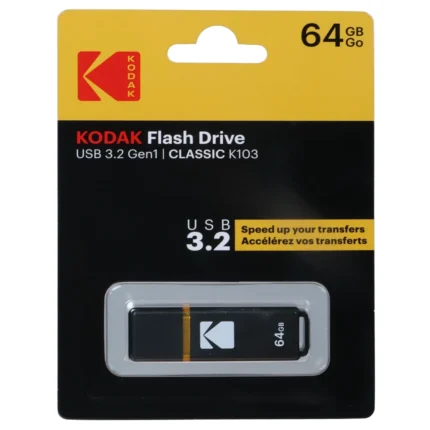 فلش مموری Kodak USB3.2 مدل Classic K103 ظرفیت 64GB - مشکی (گارانتی فراگامان)