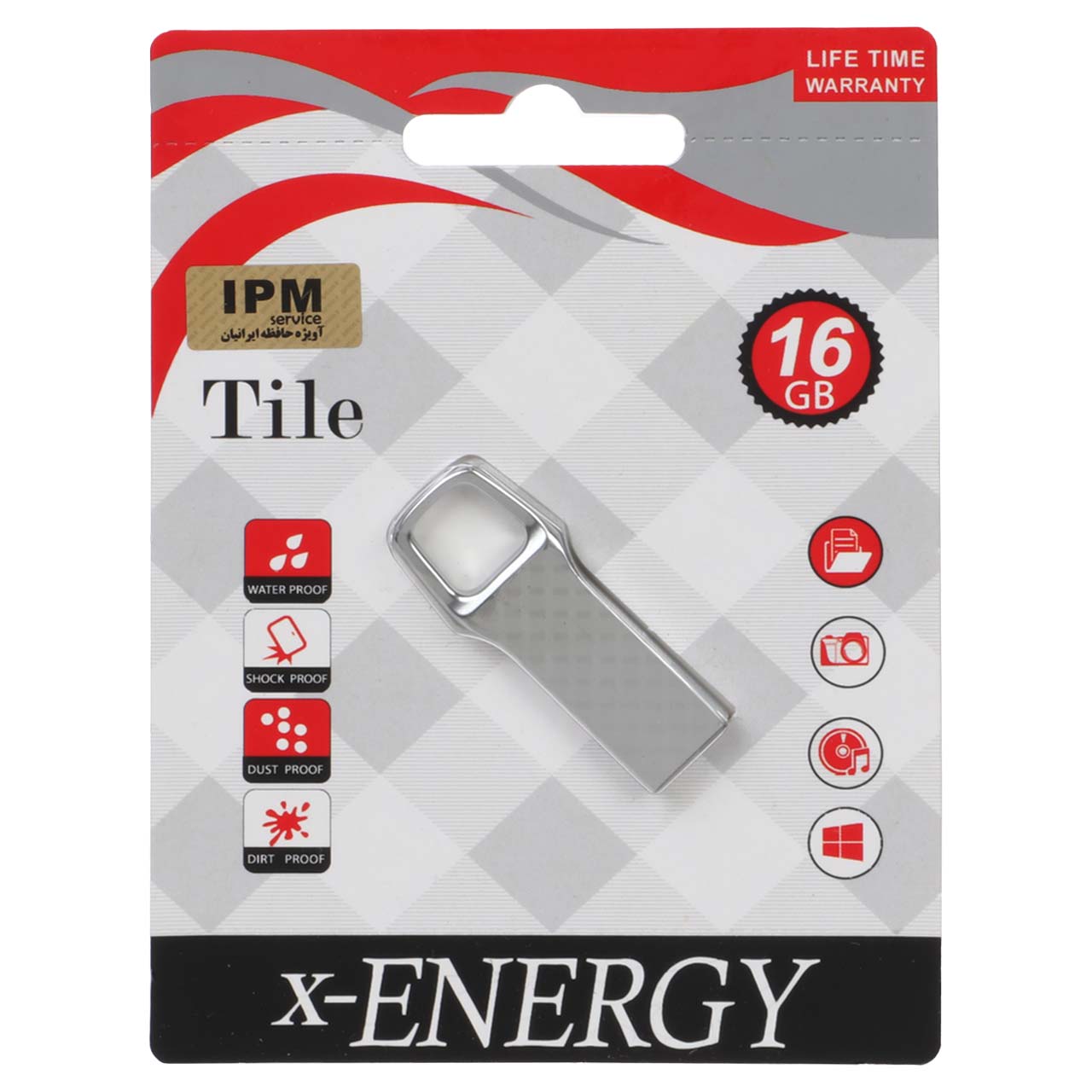 803702 فلش مموری X-ENERGY USB2.0 مدل Tile ظرفیت 16GB - نقره ای (گارانتی مادام العمر IPM) - تصویر 1