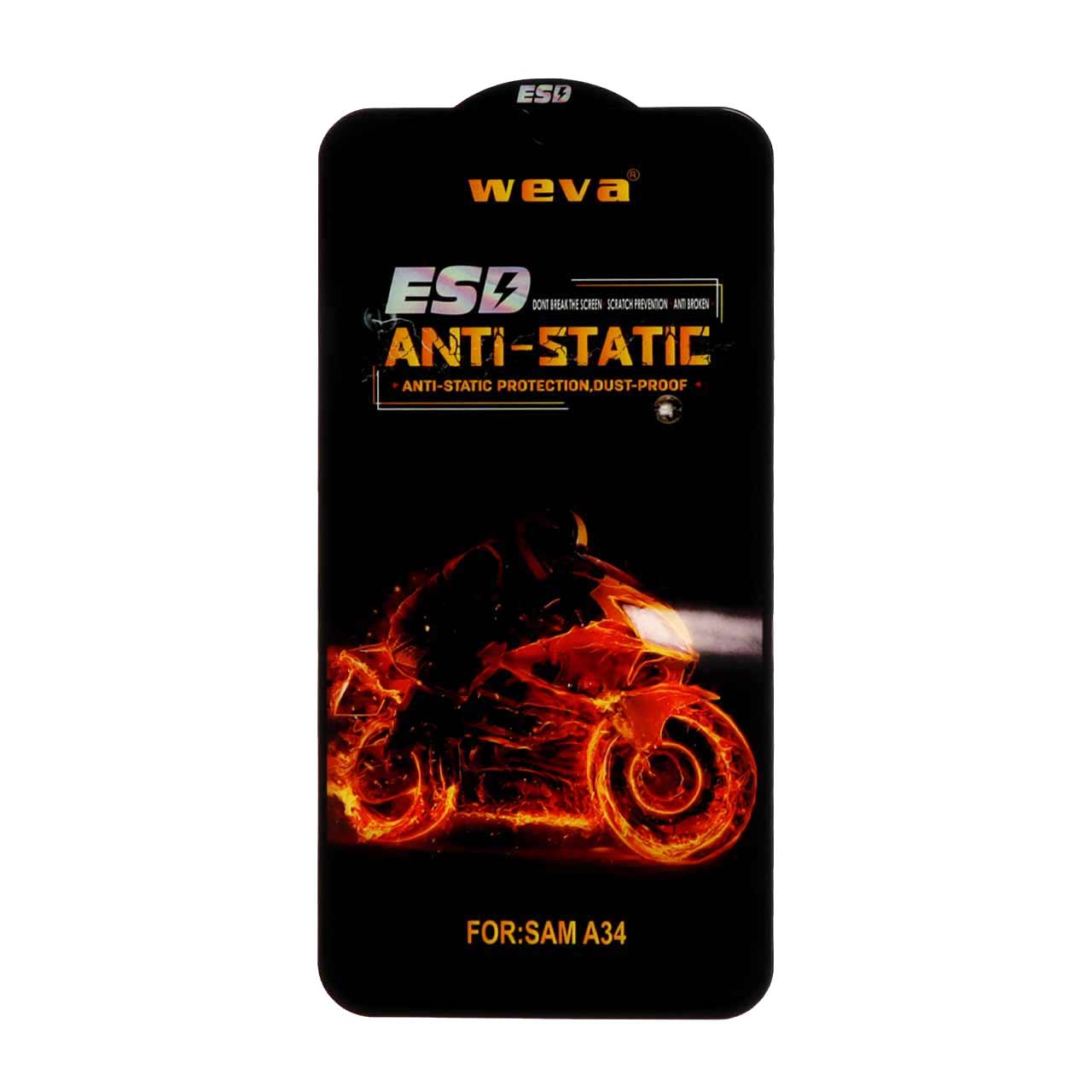 950134 محافظ صفحه نمایش شیشه ای Full Cover ESD Anti Static - Weva مدل Samsung A34 (بدون پک) - تصویر 1