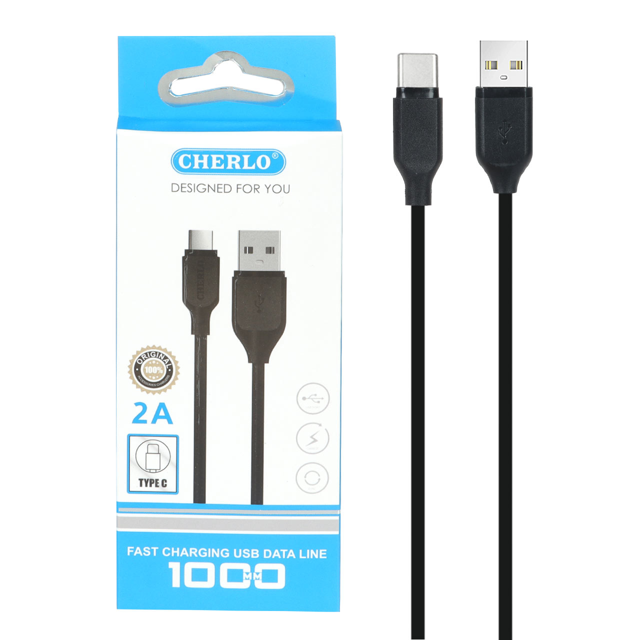 972140 کابل شارژ CHERLO Type-C مدل CH-TC01 - مشکی - SMO - تصویر 1